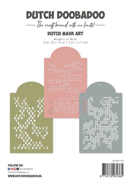 Whispers of Words Dutch Mask Art Stencils