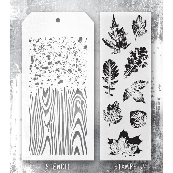 Mixed-Media #167  Leaf Prints Stamps & Stencil