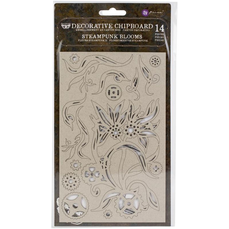 Finnabair Decorative Chipboard Steampunk Blooms, 14/Pkg