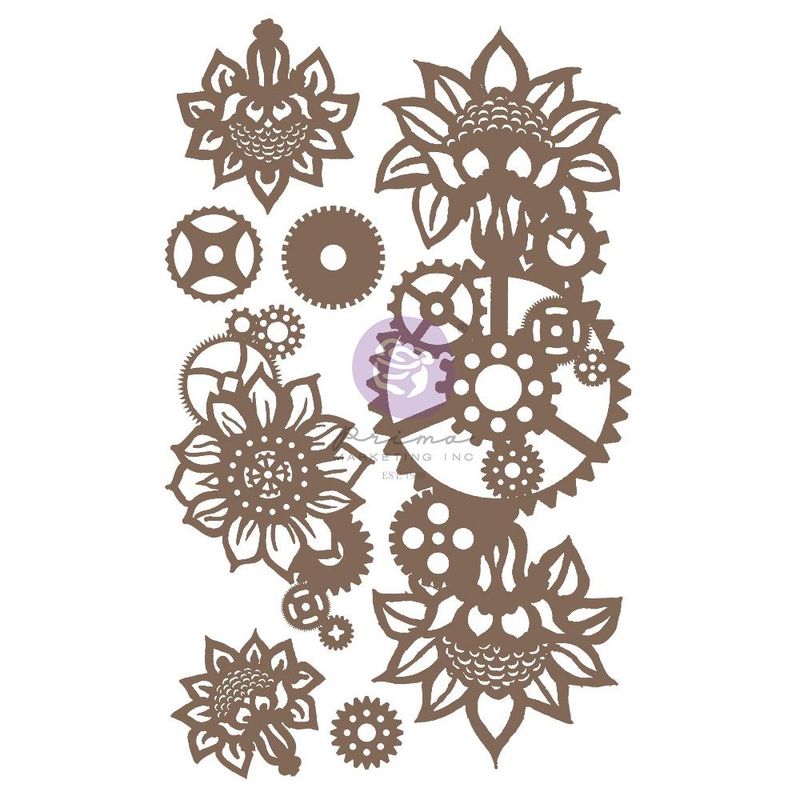 Finnabair Decorative Chipboard Machine Floral Decors, 7/Pkg