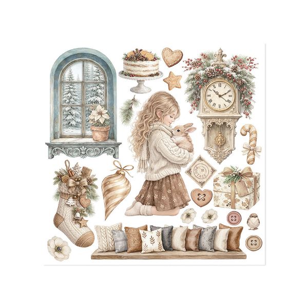 White Christmas Rub-On 15,5x15x5cm Assortment (6pcs) by Cristina Radovan