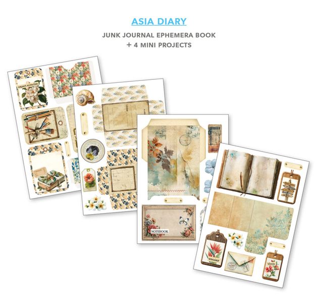 Asia Diary A4 Junk Journal Ephemera Book (32pcs)