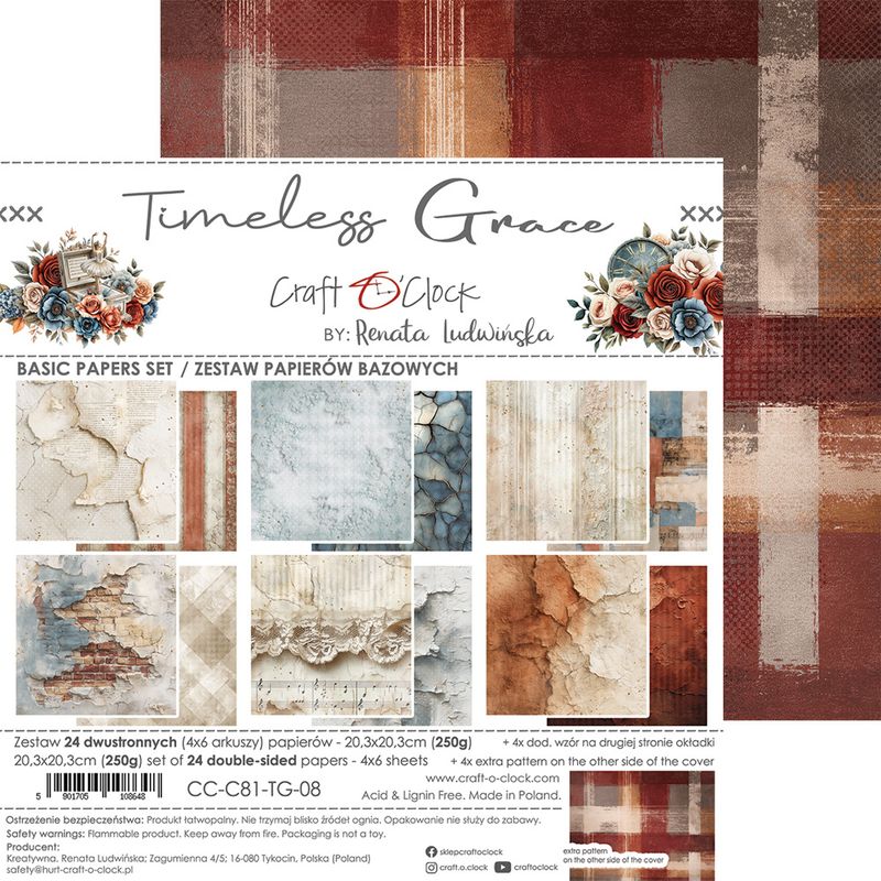 TIM E L E S S G R A C E -   a s e t o f  p a p e r s - 2 0,3 x2 0,3 c m -  B A SIC