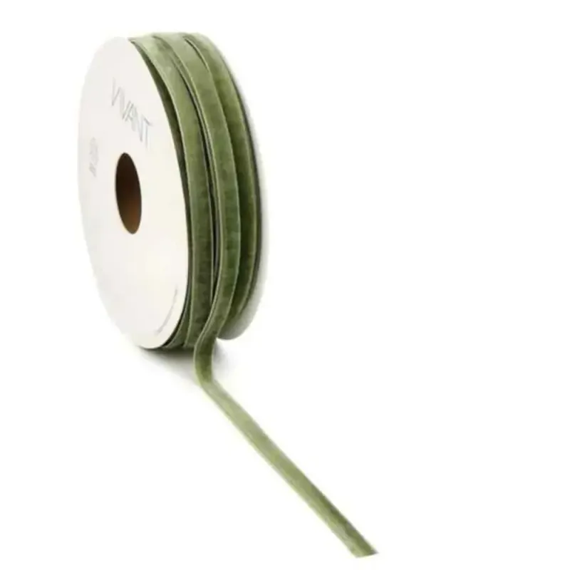 Velvet Narrow Ribbon 20m/6mm Moss 