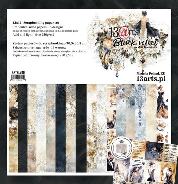 Paper pad BLACK VELVET 12x12" 