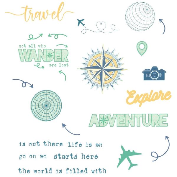 Wanderlust Explorer - Sizzix Thinlits Die & A5 Stamp Set By 49 & Market 