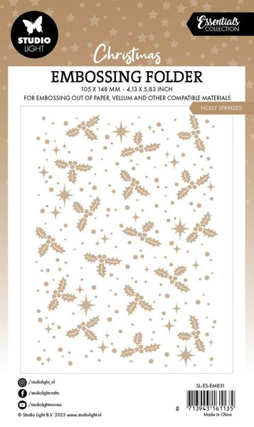 Holly Sparkles Christmas Embossing Folder