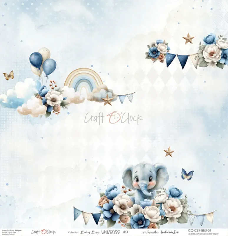 BABY BOY UNIVERSE - A SET OF PAPERS 30,5 cm x 30,5 cm