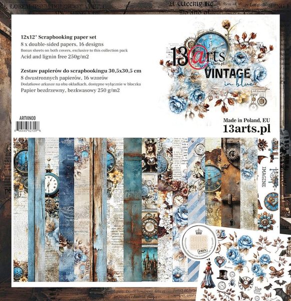 Paper pad VINTAGE IN BLUE 12x12" 