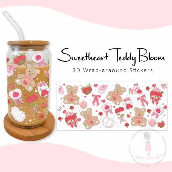 Stick N Peel Stickers -Sweetheart Teddy Bloom