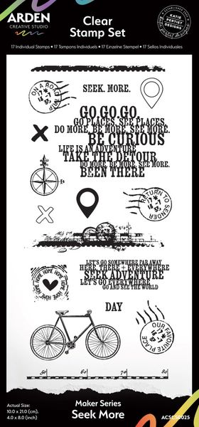 Maker Series 4x8 Inch Clear Stamp Set - Seek More