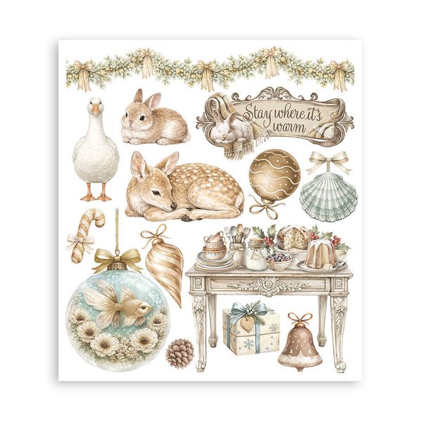 White Christmas Rub-On 20,5x23cm Assortment (6pcs) by Cristina Radovan 