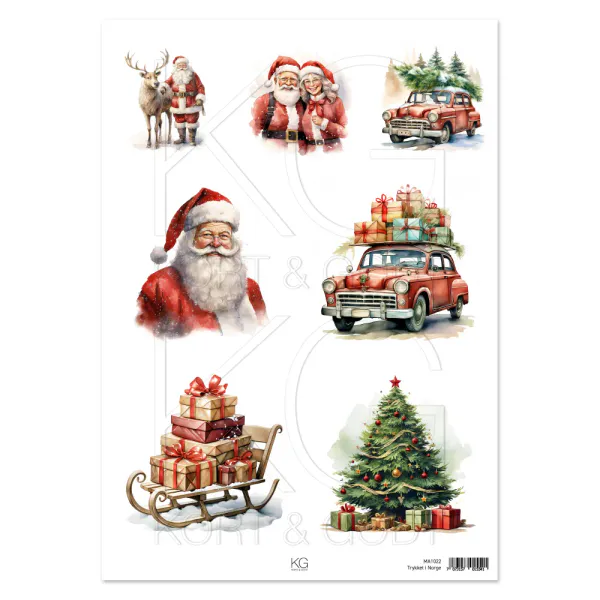 MA1022 Motivark Julebil rød 