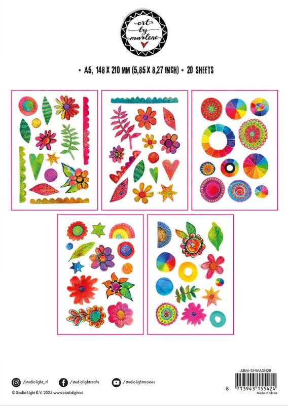 Washi Sticker Sheets Colorful Elements