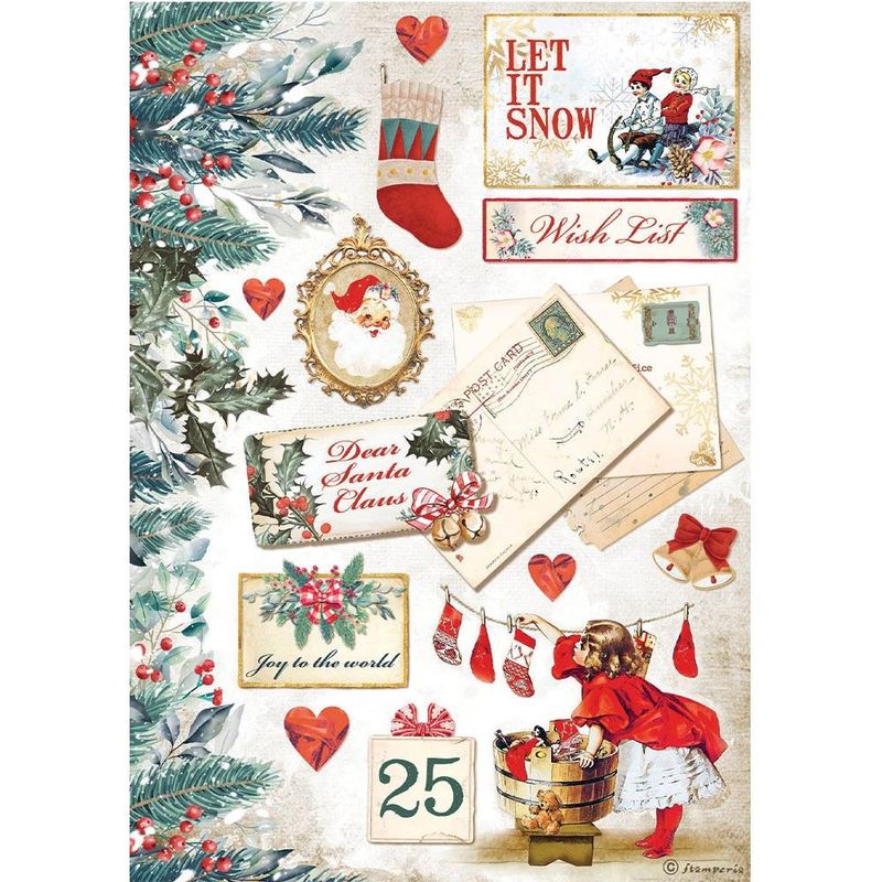 Stamperia Rice Paper Let It Snow Cards, Romantic Christmas