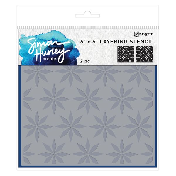 Simon Hurley create. Layering Stencils 6x6 Inch Spiral Star (2pcs)