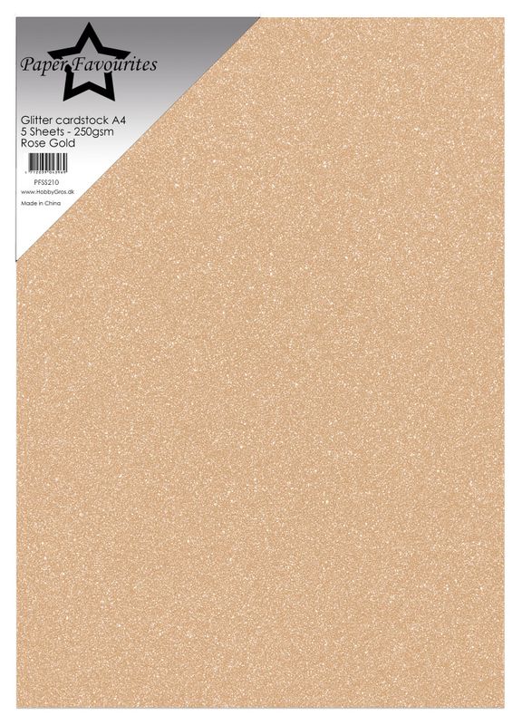 Rose Gold A4 Glitter Cardstock 250gsm (5pcs)