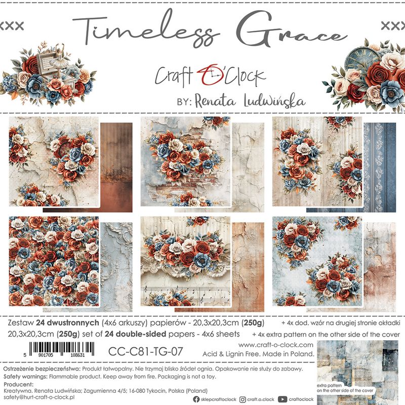 TIM E L E S S G R A C E -   a s e t o f  p a p e r s 2 0,3 x2 0,3 c m -  MIX