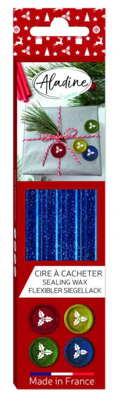 Wax Sticks Glitter Blue (4pcs) - Aladine