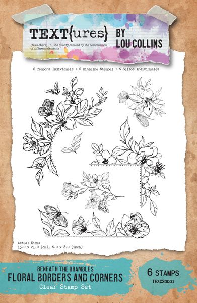 Beneath the Brambles 6x8 Inch Clear Stamp Set Floral Borders and Corners