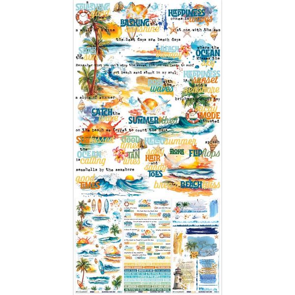 Beach Vibes - Rub-On Transfer Set 6"X12" 
